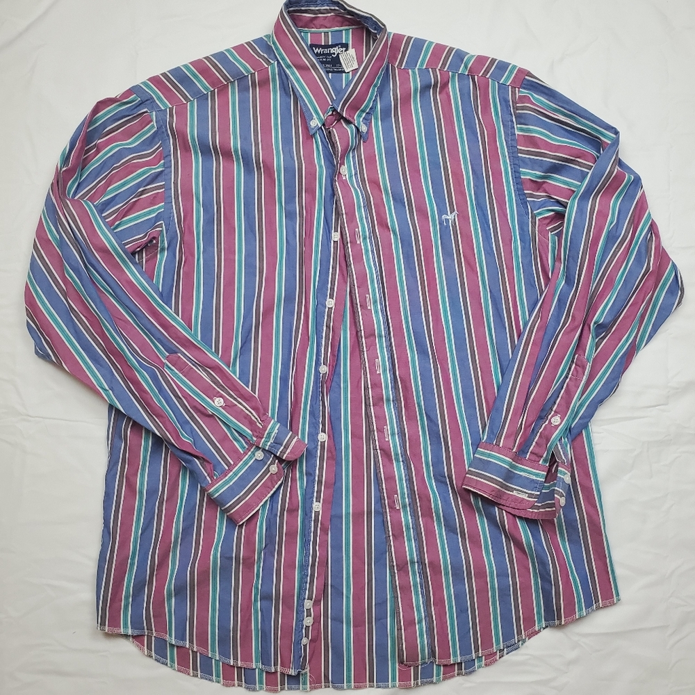 Wrangler Long Striped Sleeve Dress Shirt